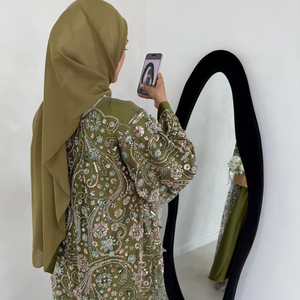 2025 Sharut Factory OEM/ODM Dubai Abaya Luxury Islamic Kimono musulmano abito da donna 3D texture floreale modesto Abaya abito da sera - Product Image 1