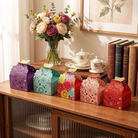 Boîte à bonbons créative en forme de fleur creuse, populaire et très vendue, pour boîtes cadeaux à tenir à la main, célébrations de mariage et cadeaux de fêtes.