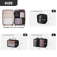 Ensemble de 3 cubes d'emballage de compression de sac noir personnalisés à la mode pour les voyages en plein air