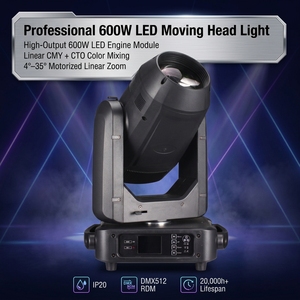 Projecteur LED mobile 3-en-1 BSW 600W de haute qualité, fabrication OEM, CMY+CTO, contrôle DMX512, IRC 90, pour théâtre, concerts et événements <span class=keywords><strong>DJ</strong></span> - Product Image 2