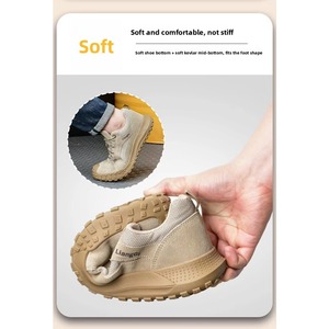 Low-<b>top</b> Toe Kevlar Outsole Lace-up Insulated Non-slip Soft Sole Mesh Leather Safety Shoes Anti-smash Anti-puncture Construction - Product Image 6