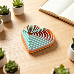 Vashine Jouet de bureau anti-stress imprimé en 3D, Tour de radis en forme de cœur 3D, Jouets colorés en forme de cœur pour soulager l'anxiété - Product Image 5