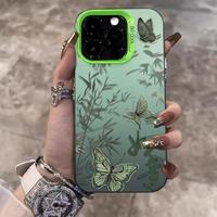 Nouvelle coque de téléphone portable argentée colorée motif papillon pour iPhone 16 Plus 15 18 17 Pro Max 14 13 12 11 Coque arrière Funda