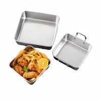 Bandeja Cuadrada Creativa de Acero Inoxidable con Asas, Plato Plano Estilo Coreano para Pollo Frito y BBQ para Restaurantes Comerciales