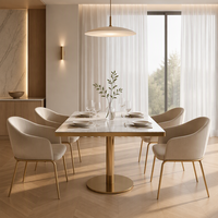 Table à manger rectangulaire moderne en marbre naturel de 36x42 pouces avec base en laiton brossé, table de bistrot de luxe pour 4 personnes