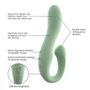 WINYI Schlussverkauf U-Form doppelter Vibrator Großhandel individuelle Verpackung doppelter trägerloser Strapon-<span class=keywords><strong>Dildo</strong></span>-Vibrator für Lesben - Product Image 2