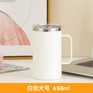 <span class=keywords><strong>22oz</strong></span> 스테인레스 스틸 커피 머그 뚜껑이있는 이중 벽 여행 텀블러 절연 여행 커피 컵 손잡이 모듬 색상 - Product Image 6