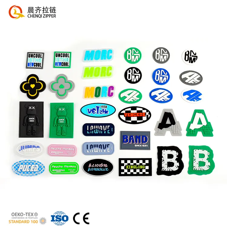 LOGO design eco-friendly 2D 3D fustellato gomma pu pvc Silicone patch etichetta LOGO indumento personalizzato