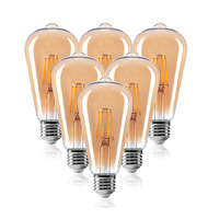 Ampoule à filament led st64 en verre ambré 2700k 3000k e27 8w à intensité variable profonde