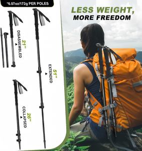 Bastón de Senderismo Telescópico Ligero de Aleación de Aluminio con Bloqueo Rápido Externo, Bastón de Trekking para Escalada, Caminata Nórdica - Product Image 4