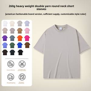 גברים מנהג נשים ירד כתפיים בסיסי 100% כותנה חולצת טריקו צבעונית 260 גרם כפולה במשקל כבד - Product Image 5