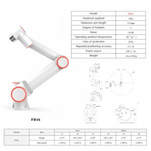 FR10น้ำหนักบรรทุก10กก. ประสิทธิภาพสูง6แกนแขนหุ่นยนต์ทำงานร่วมกัน IP54การเชื่อมอาร์กที่มีพิกัด IP65แม่นยำ - Product Image 3