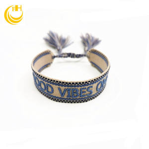 Pulsera tejida hecha a mano con logotipo bordado personalizado con texto, pulsera de letras de tela, pulseras personalizadas únicas - Product Image 6