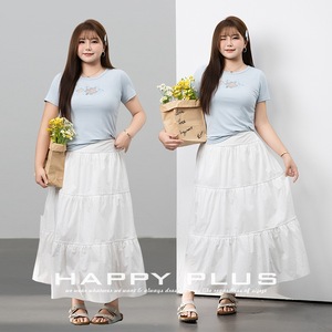 T-shirt à manches courtes bleu clair pour femme Happy Plus avec broderie renard, tricot respirant, style universitaire, grande taille - Product Image 1