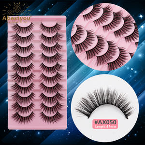 Abestyue 3d Anime10pair rosa custodia finti consigli Naturels Vegan arricciatura striscia ciglia Sztuczne Rzesy <span class=keywords><strong>Ipek</strong></span> Kirpik all'ingrosso - Product Image 2