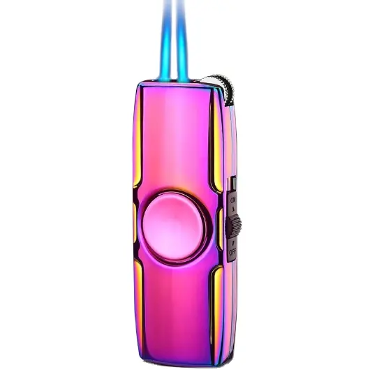 Metal Fidget Spinner Cool Lighter Windproof Blue Flame Nozzles Turbo Torch Jet Lighter Gas Butane Cigar Cigarette Spray Gun