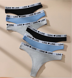 Tangas de algodón para mujer al por mayor, con cintura con letras LOVE, suaves y transpirables, de talle medio - Product Image 2