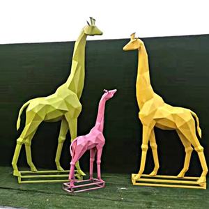 立っている屋外の庭の動物の彫刻カラフルな絵画大きなグラスファイバーキリンの像 - Product Image 4