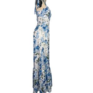 เสื้อผ้าผู้หญิงฤดูใบไม้ผลิและฤดูร้อน, เดรสลายดอกไม้, กระโปรงยาวทรงเอแขนสั้นลำลอง - Product Image 6