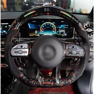 <span class=keywords><strong>Volant</strong></span> en carbone rouge forgé à LED personnalisé pour modèles <span class=keywords><strong>AMG</strong></span> a C E GLE GLC S CLA 2015-2024 Upgrade - Product Image 6