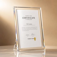 Plaque de récompense personnalisée en acrylique transparent avec bords biseautés et sceau doré pour les reconnaissance et les honneurs d'entreprise