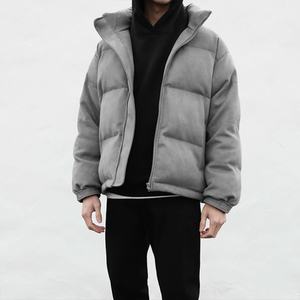 Veste matelassée d'hiver personnalisée OEM, vêtements de rue tendance, veste en duvet de canard à fermeture éclair coupe-vent pour hommes - Product Image 3