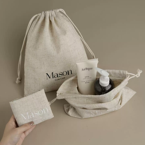 Biodegradable Recyclable Bamboo Linen Drawstring <b>Bag</b> Custom Logo Custom Color Jewelry Skincare Apparel Gift Packaging Eco - Product Image 3