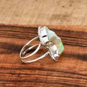 Anillo de Ópalo Etíope, Plata de Ley, Filigrana, Doble Banda, Hecho a Mano, Anillo de Diseño, Joyería Bohemia, Regalo - Product Image 2