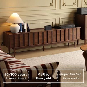 North American <strong>Black</strong> Walnut Solid Wood <strong>TV</strong> Cabinet Ready-to-Use Multifunctional Storage <strong>Unit</strong> for Small Living Rooms Mid-Century - Product Image 4