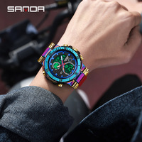 Sanda 6175 Quartz analogique bracelet en Silicone montre analogique numérique électronique double affichage extérieur montres multifonctions pour hommes pour hommes