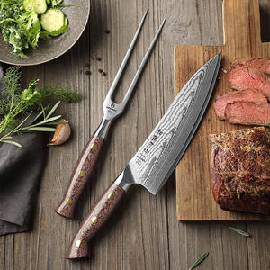 XINZUO coltello da Chef forchetta da intaglio Set 2 pezzi coltelli da cucina in acciaio damasco personalizzato Micarta manico BBQ Cooking - Product Image 4