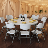 1,54m 5FT Moderner Kunststoff Outdoor Tragbarer Runder Klapptisch für Bankett Event Hochzeit Wohnzimmer Nutzung