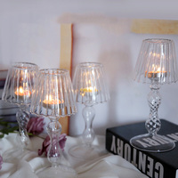 Bougeoir de lampe de Table en verre transparent pour décoration de mariage