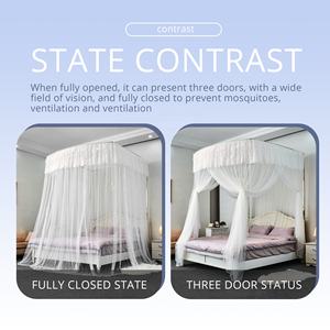 La mejor cubierta de dosel de cama con riel de guía en forma de U, <span class=keywords><strong>mosquitera</strong></span> portátil de tamaño King <span class=keywords><strong>para</strong></span> bebé <span class=keywords><strong>para</strong></span> uso doméstico, función plegada - Product Image 4