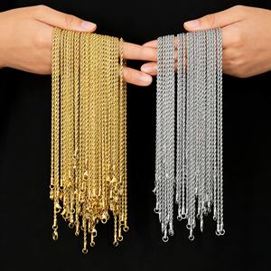 Vente en gros de colliers en acier inoxydable plaqué or 18 carats pour homme, chaîne torsadée en forme de corde, 2,5 mm, 3 mm - Product Image 1