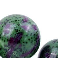 Boule de pierre précieuse polie en zoïsite avec rubis naturel, marbrée vert-bleu, ornement Feng Shui DIY pour la décoration intérieure, la méditation et comme cadeau