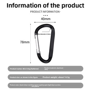 Wholesale <strong>Assorted</strong> Colors D Shape Aluminum Alloy Carabiner Clips for Key Chains and Bag <strong>Hooks</strong> - Product Image 2