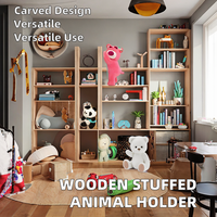 Support mural en bois pour peluches de dessin animé, boîte de rangement pour jouets en peluche, organisateur de jouets en bois pour salon
