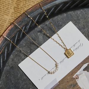 Collar de Perlas de Agua Dulce, Gargantilla Corta, Cadena de Bambú Pequeña con Colgante de Rosa Chapado en Oro, Forma Geométrica, Regalo - Product Image 4