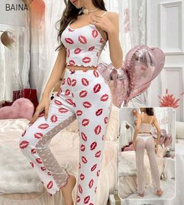 ชุดนอนซีทรูลายหัวใจผู้หญิง แต่งลูกไม้ตัดกัน คอทรงโอ แขนยาว - Product Image 4