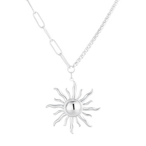 Collar con Colgante de Sol Amy Amy, Cadena de Aleación Plateada de 60+5cm, Joyería Bohemia para Mujer, Regalo para Uso Diario - Product Image 3