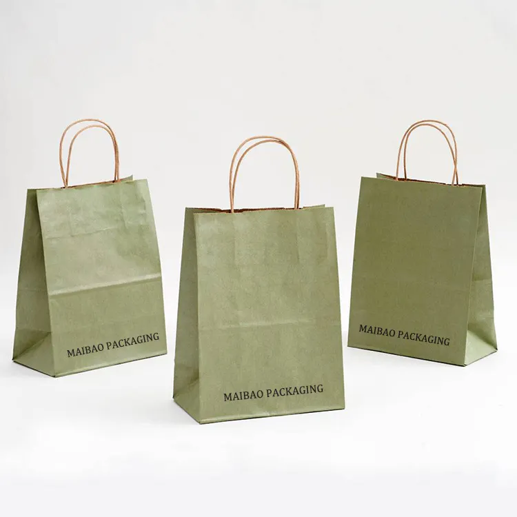 Wholesale Designer Branded Eco Friendly Brown Green Shoes Shopping Paperbag Recycle Kraft Paper Clothing Bags With Custom Logo