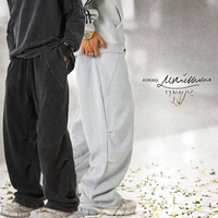 Jogger Homme Décontracté Confortable en Coton Épais 420g, Coupe Droite Ample Vintage Personnalisée en Molleton Doux pour l'Automne