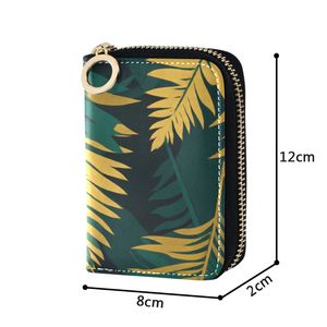 Tarjetero Delgado con Cierre y Estampado de Hoja de Palma, Cartera de Cuero PU con Logotipo Personalizado para Uso Diario - Product Image 4