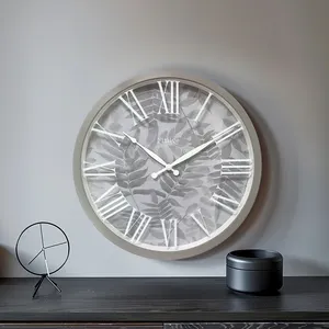 Modern Grey Clock Abstract Pattern Home Decoration Art Deco Design Single Face Circular Wall Clock