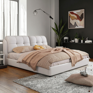 Tempat tidur ganda kulit minimalis, atmosfer kelas atas dengan teknologi tas lembut untuk kamar tidur utama - Product Image 4