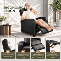 Fauteuil inclinable manuel avec massage et chauffage, fauteuil simple à dossier haut pour salon et home cinéma