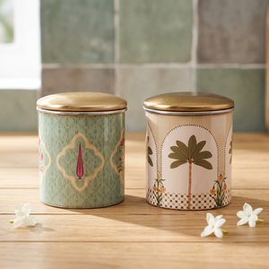 Boîtes à épices en métal de style marocain avec couvercle, design rond, motif imprimé, conteneur alimentaire à 1 couche, pour garder les aliments frais - Product Image 5