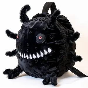 Nouveau design de sac à dos souple personnalisé sacs en peluche noir cool Animal en peluche diable araignée pour les cadeaux sac pour fille