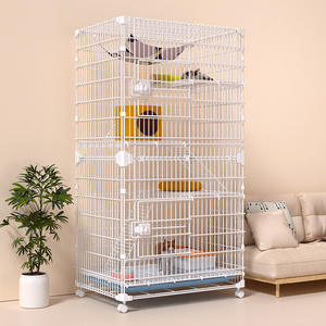 Heavy Duty Grand Chat En Métal Pliable Chaton Furet <span class=keywords><strong>Cage</strong></span> 360 Roulettes Rotatives Enceinte Parc Pour Animaux De Compagnie avec Rampe Échelles Hamac - Product Image 6